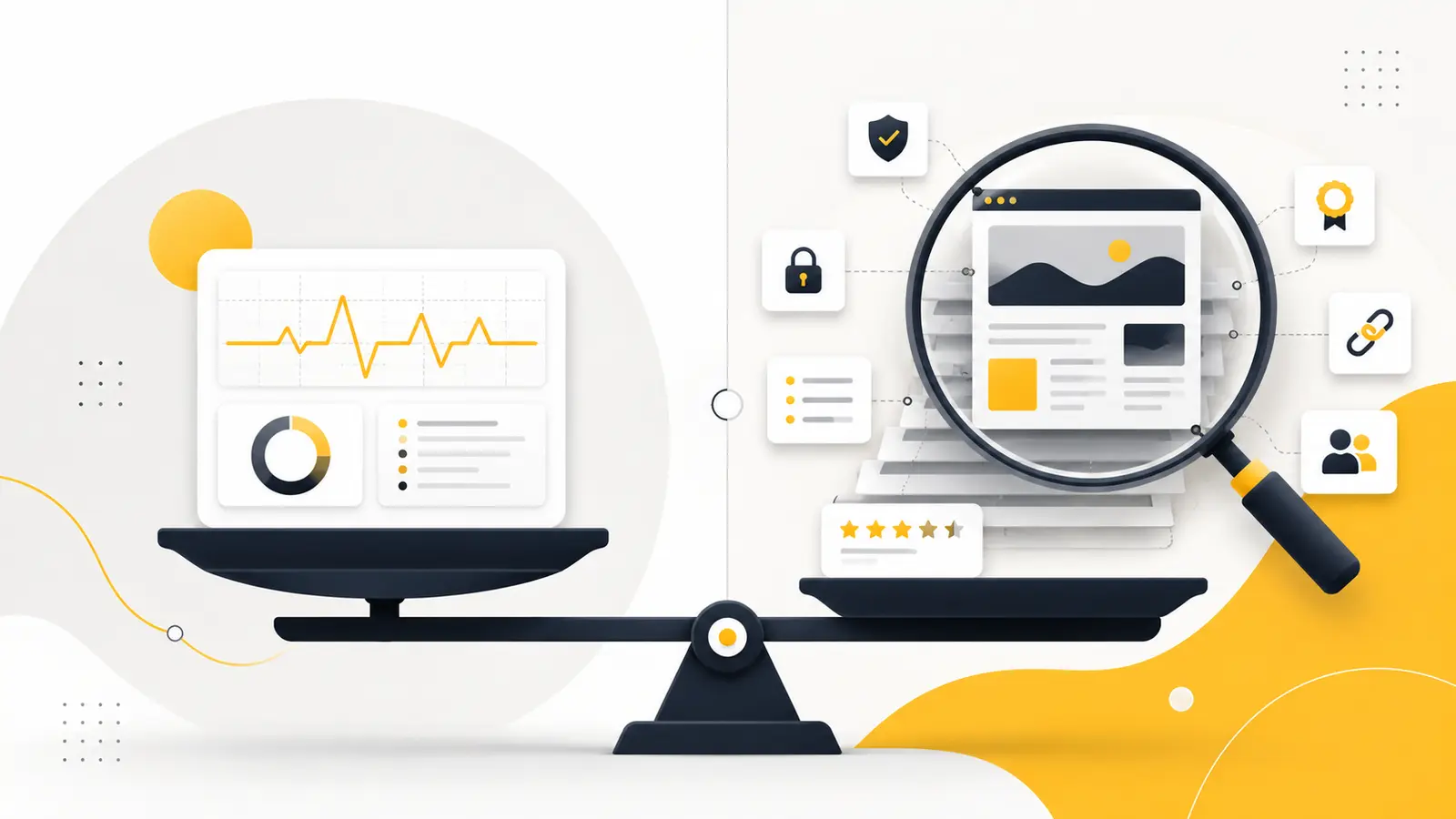 Gegenüberstellung eines laufenden Monitoring-Dashboards und einer detaillierten diagnostischen Analyse