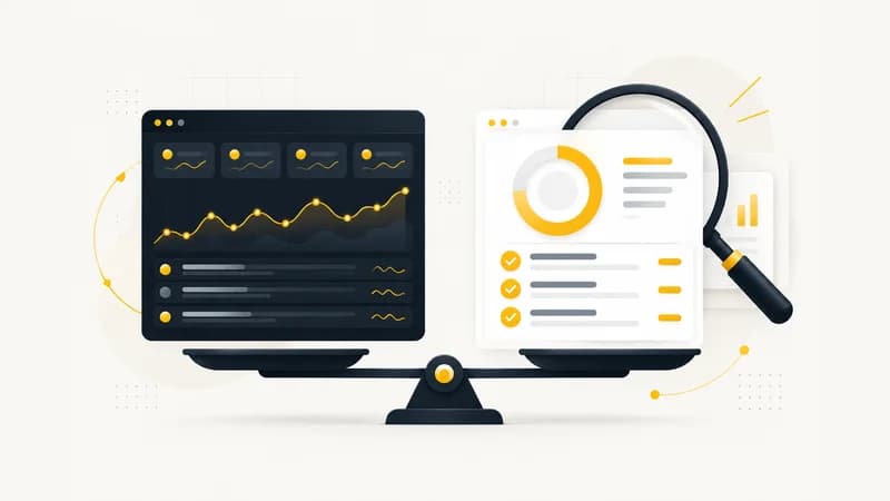 Waage mit Monitoring-Dashboard und Audit-Checkliste — Peec.ai und MentionBee im Vergleich